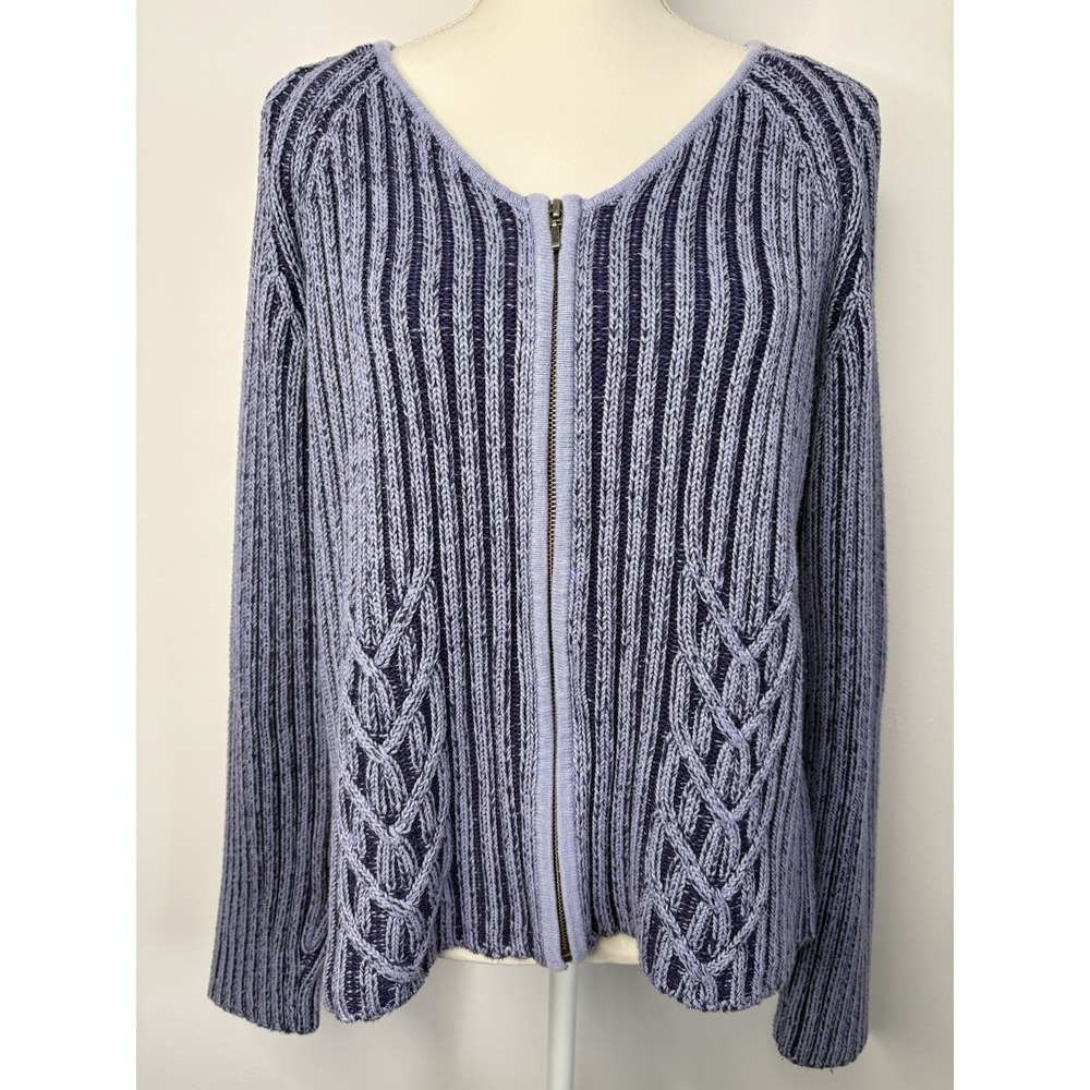 Cabela's Women's Full Zip‎ Chunky Cable Knit Cardigan Sweater Size XL Purple
